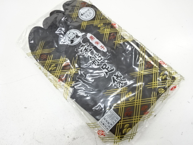 未使用品　福助　黒足袋(25センチ・4枚コハゼ)